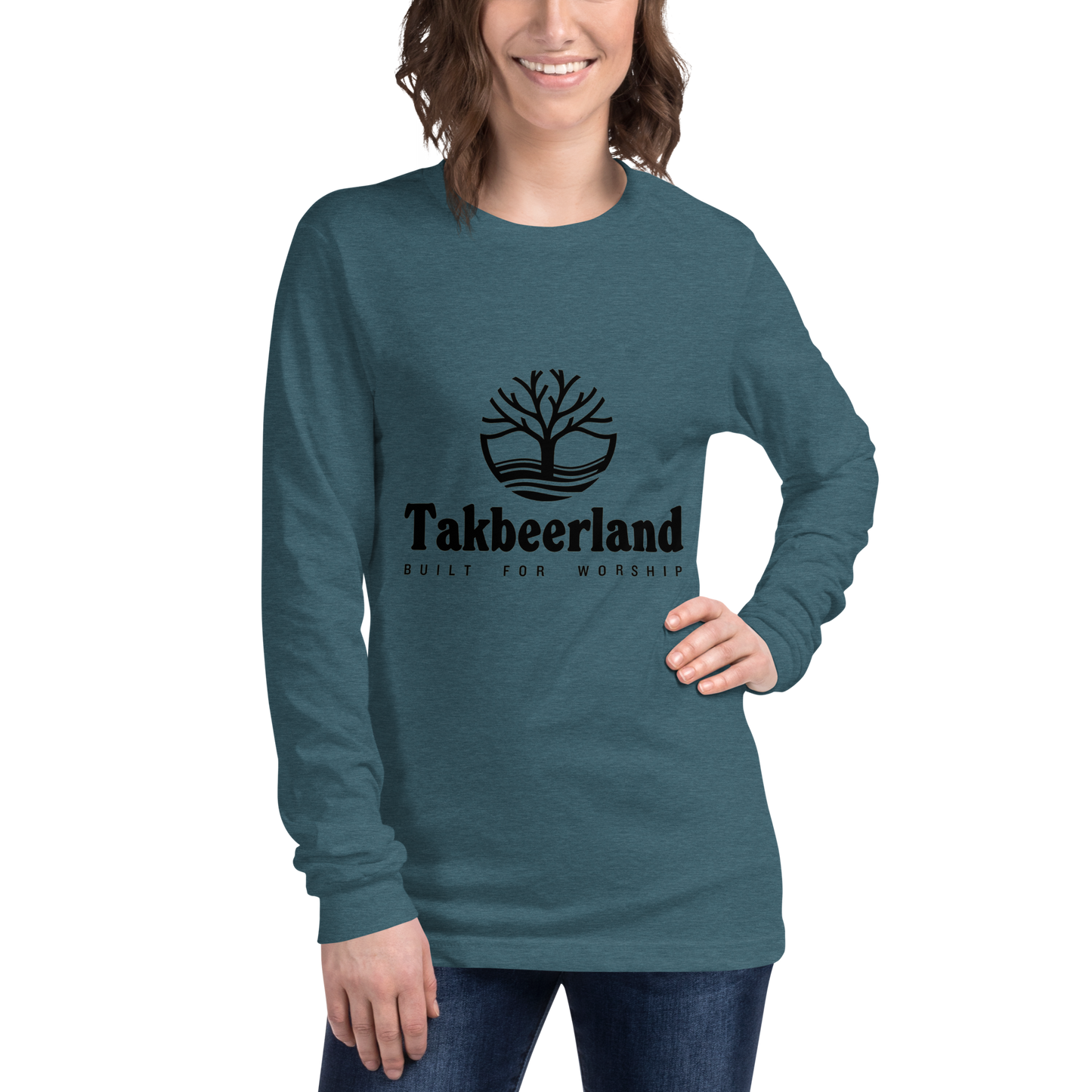 ADULT Long Sleeve Shirt - TAKBEERLAND FULL LOGO (Centered/Medium) - Black