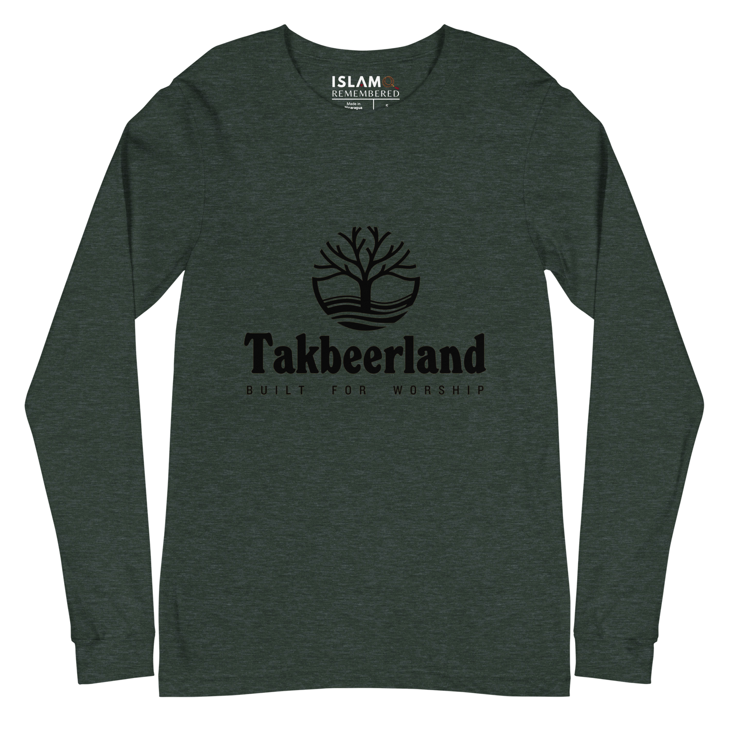 ADULT Long Sleeve Shirt - TAKBEERLAND FULL LOGO (Centered/Medium) - Black