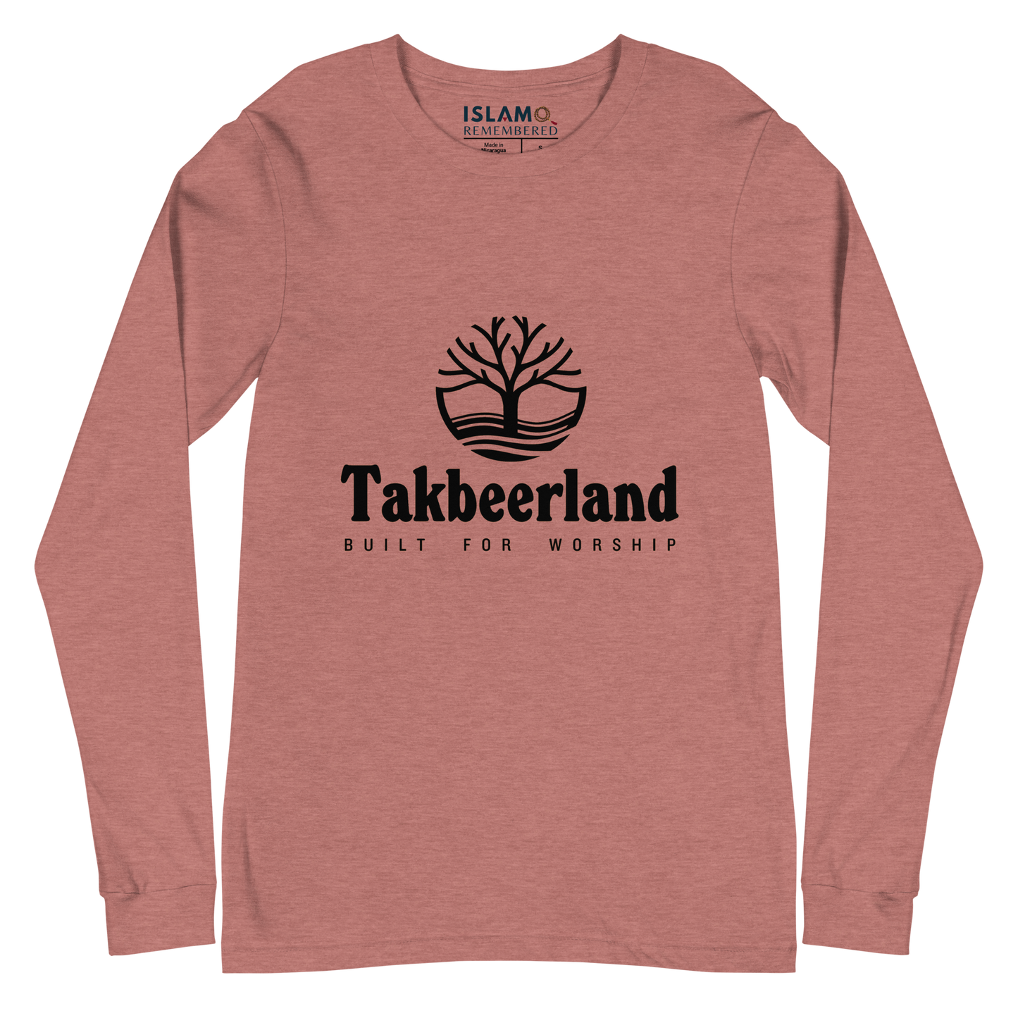 ADULT Long Sleeve Shirt - TAKBEERLAND FULL LOGO (Centered/Medium) - Black