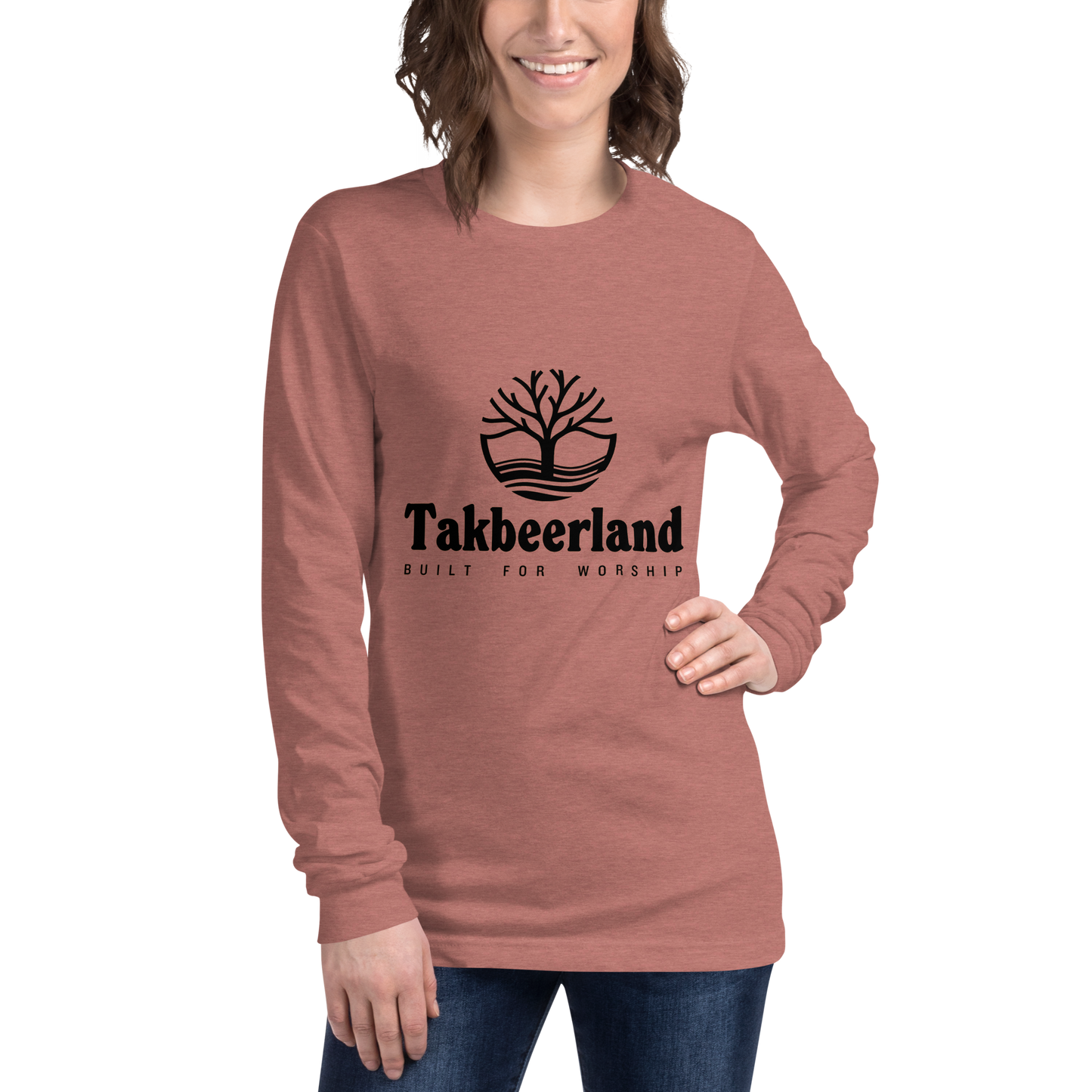 ADULT Long Sleeve Shirt - TAKBEERLAND FULL LOGO (Centered/Medium) - Black