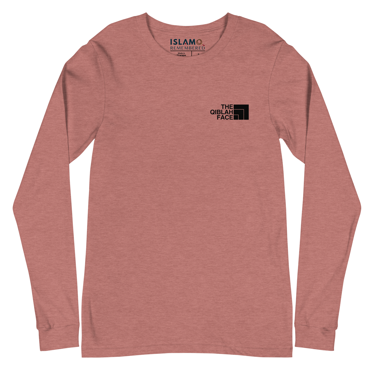 ADULT Long Sleeve Shirt - THE QIBLAH FACE (Small Logo Front/Back) - Black