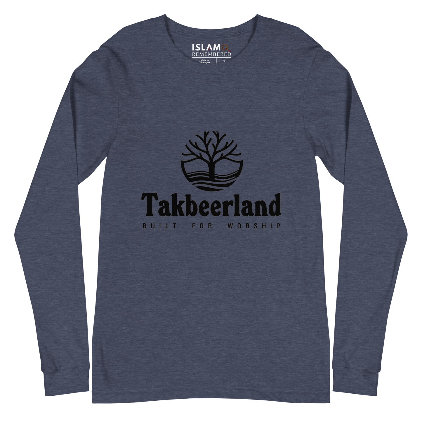 ADULT Long Sleeve Shirt - TAKBEERLAND FULL LOGO (Centered/Medium) - Black