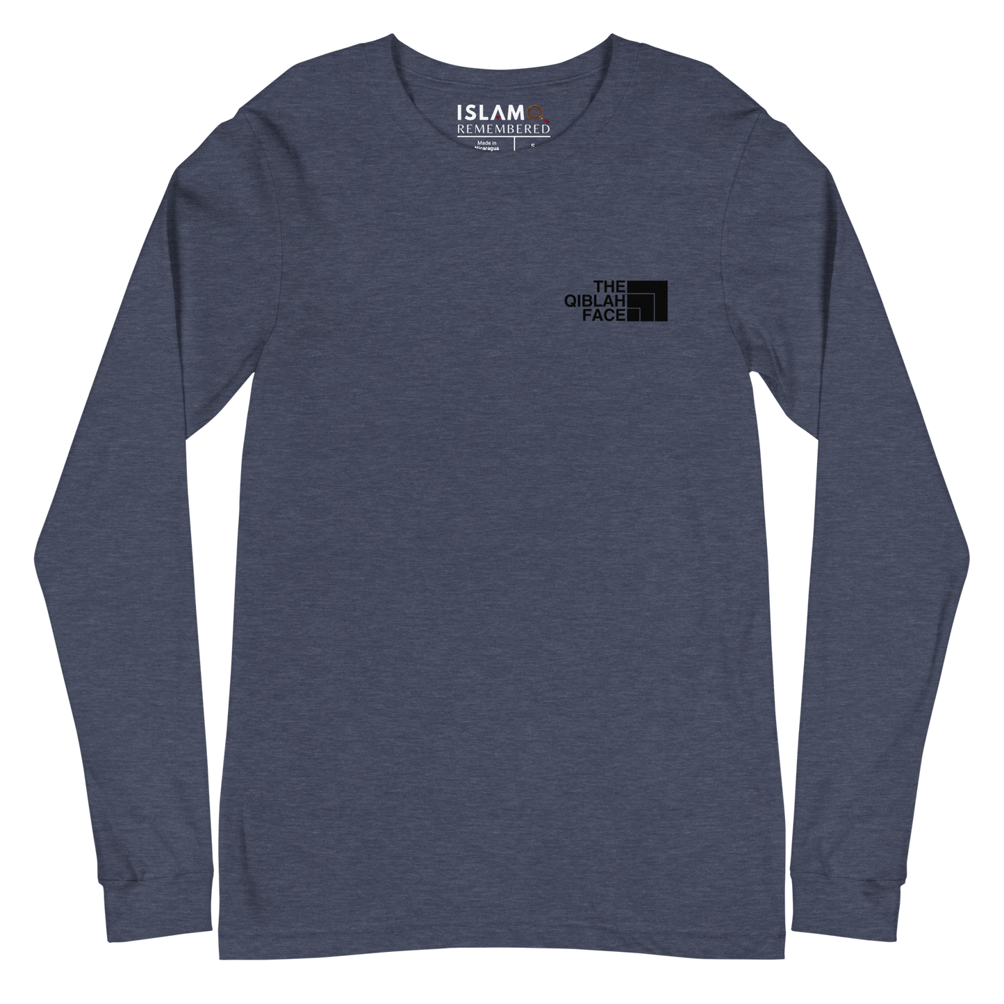 ADULT Long Sleeve Shirt - THE QIBLAH FACE (Never Stop Praying - Back Logo) - Black