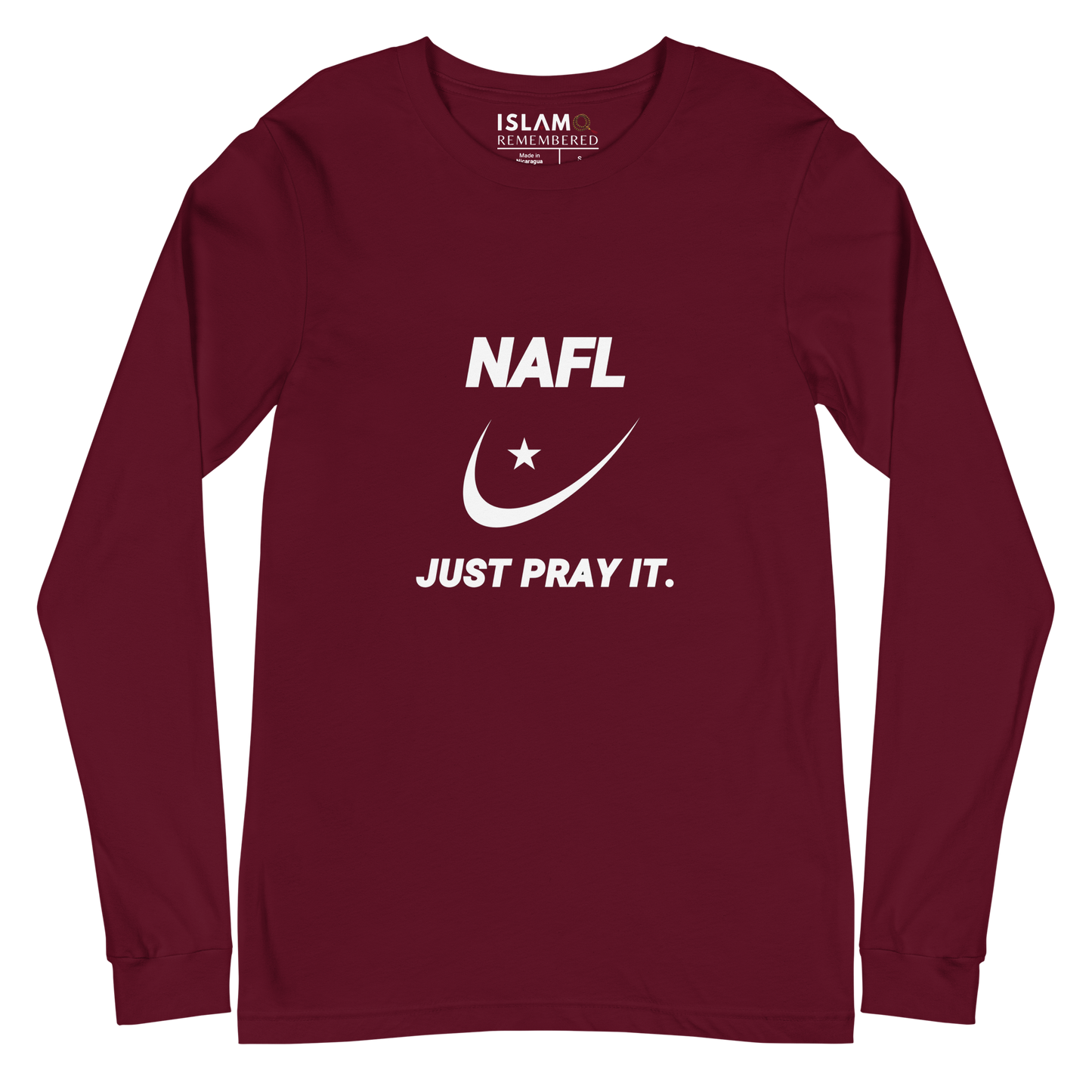 ADULT Long Sleeve Shirt - NAFL JUST PRAY IT w/ Logo - White