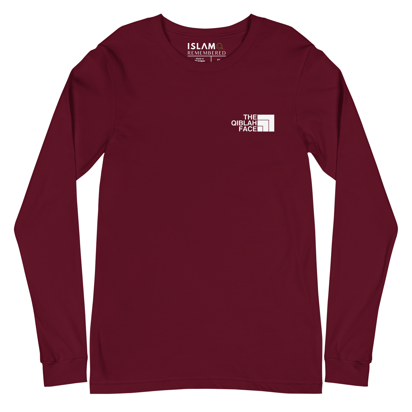 ADULT Long Sleeve Shirt - THE QIBLAH FACE (Small Logo Front/Back) - White