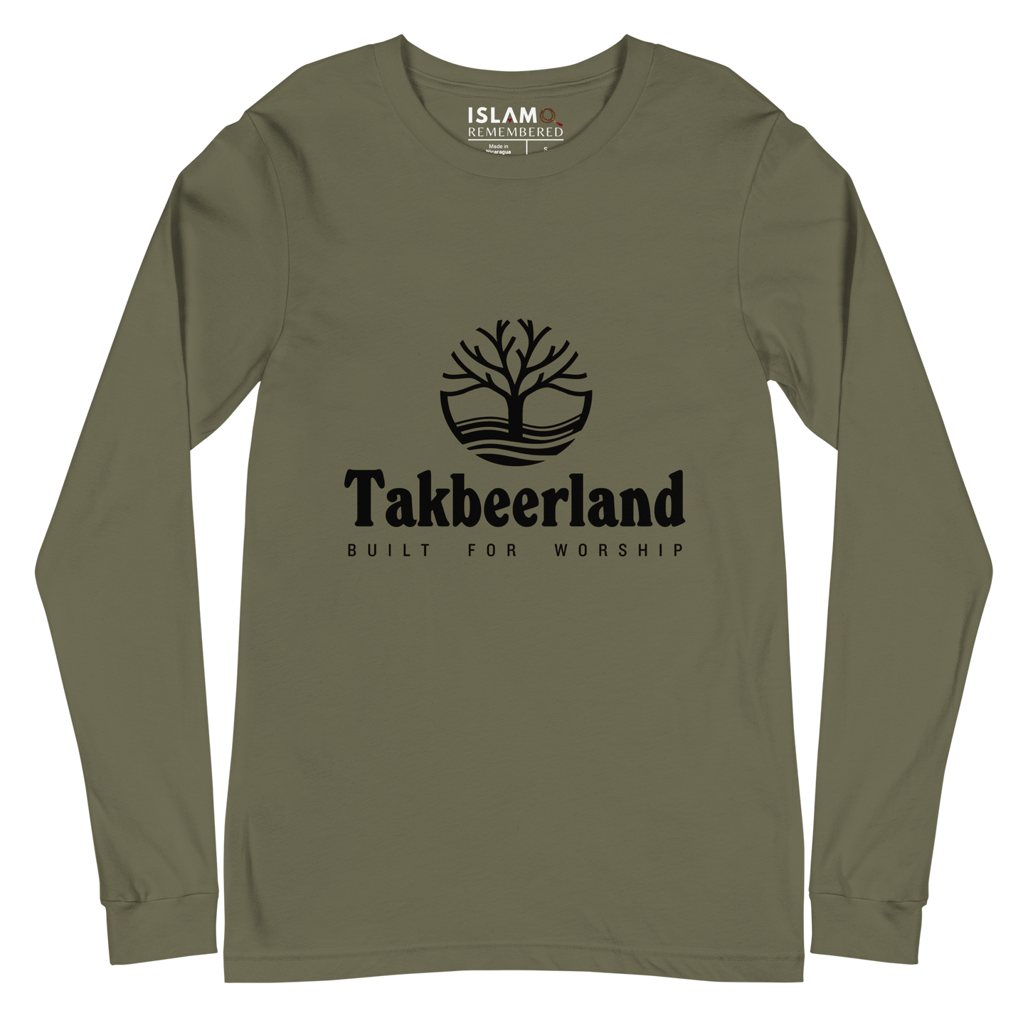 ADULT Long Sleeve Shirt - TAKBEERLAND FULL LOGO (Centered/Medium) - Black