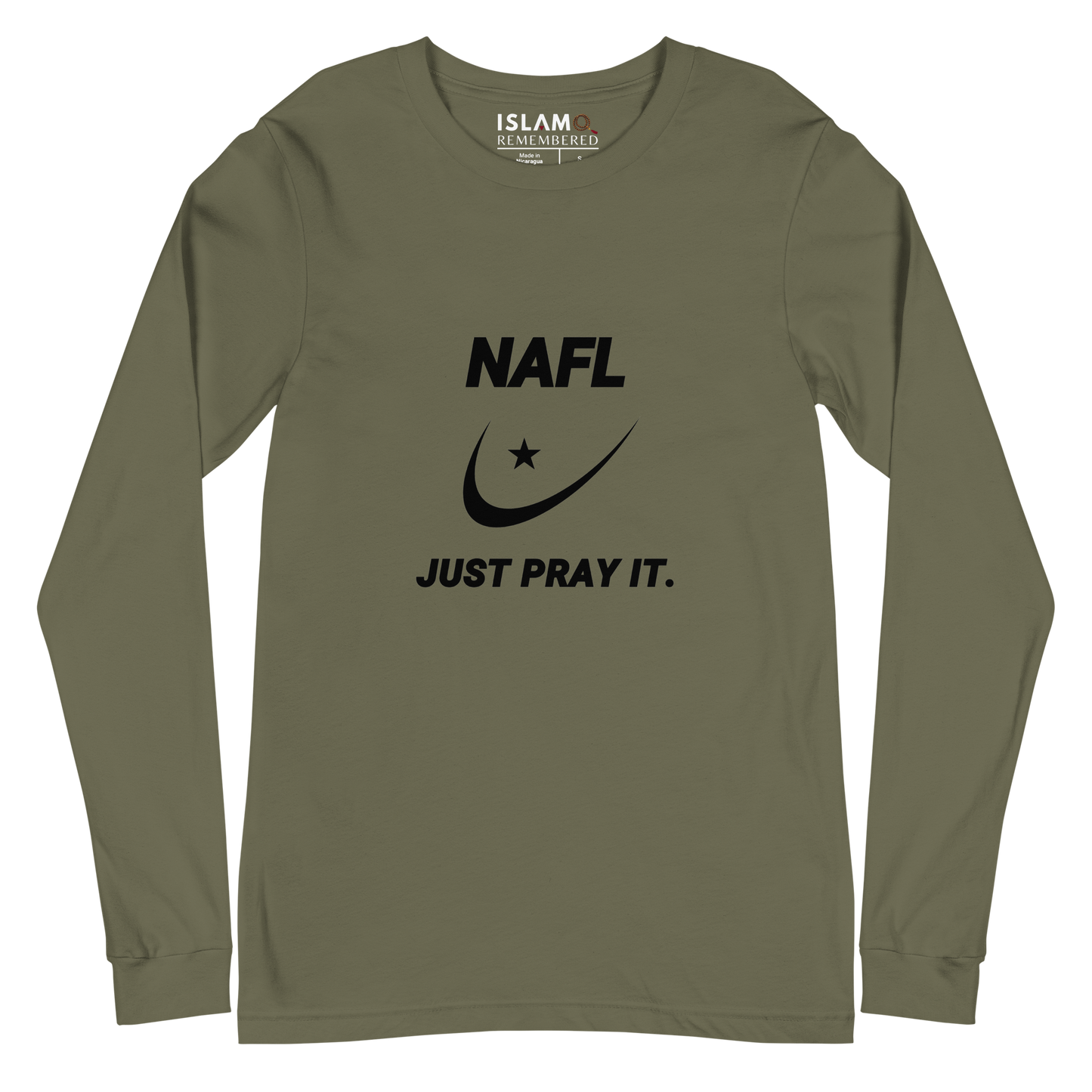 ADULT Long Sleeve Shirt - NAFL JUST PRAY IT w/ Logo - Black
