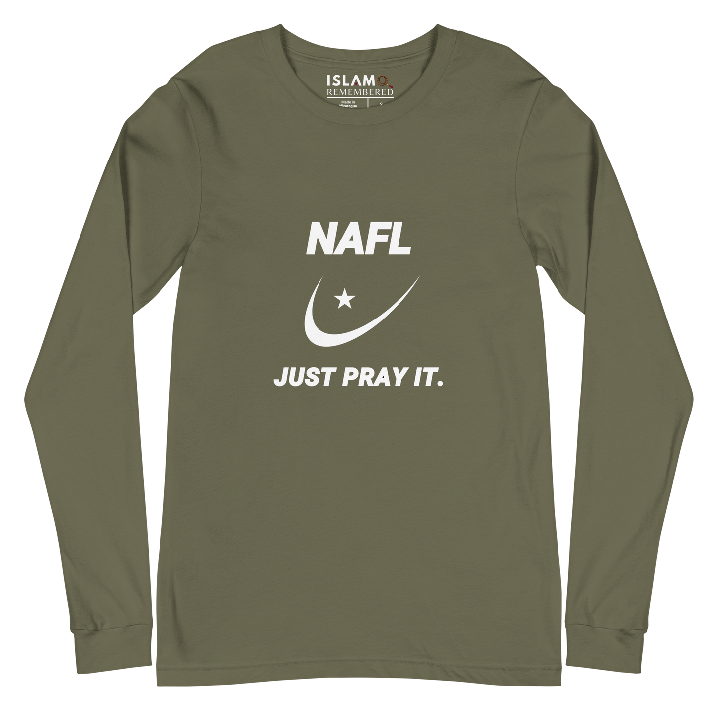 ADULT Long Sleeve Shirt - NAFL JUST PRAY IT w/ Logo - White