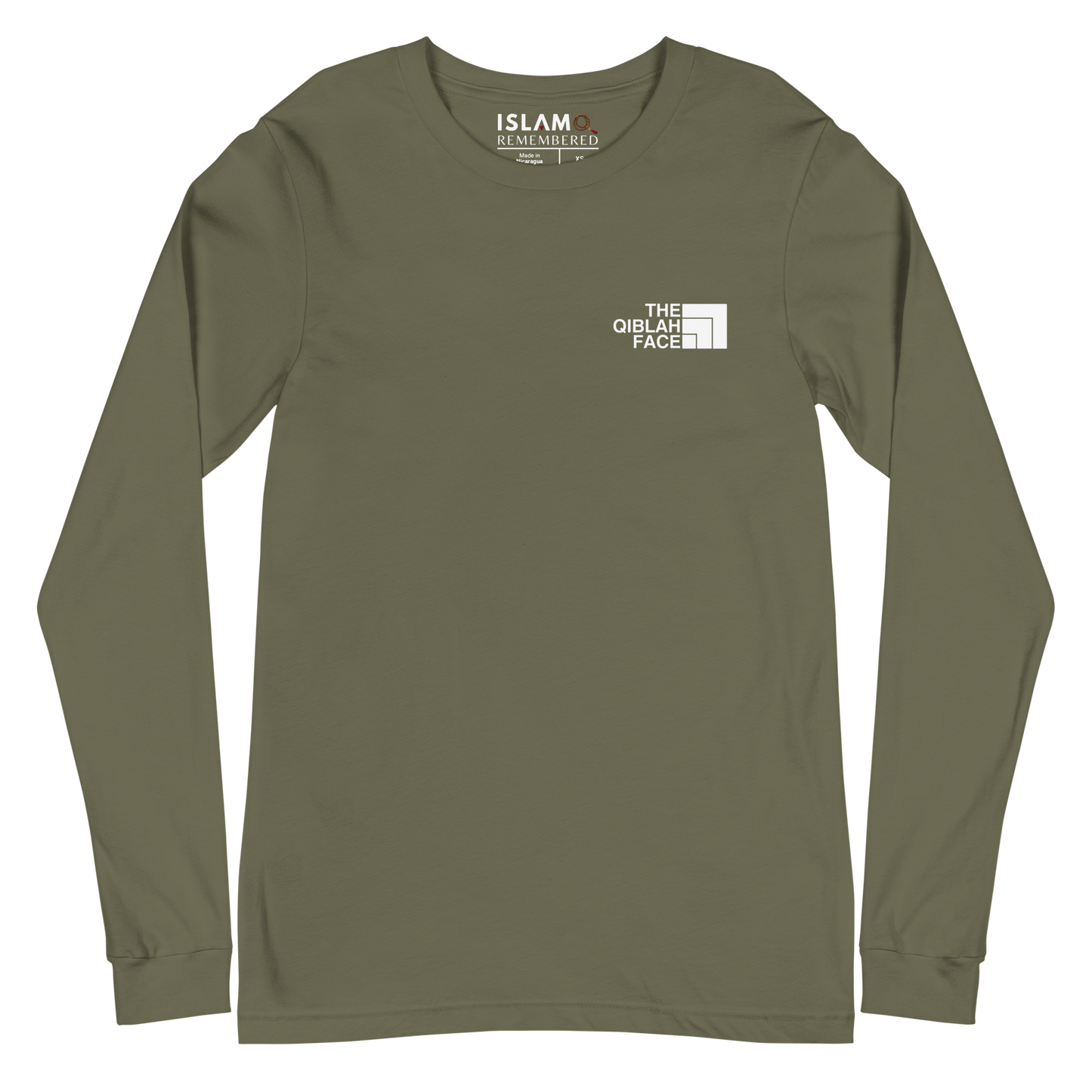 ADULT Long Sleeve Shirt - THE QIBLAH FACE (Small Logo Front/Back) - White