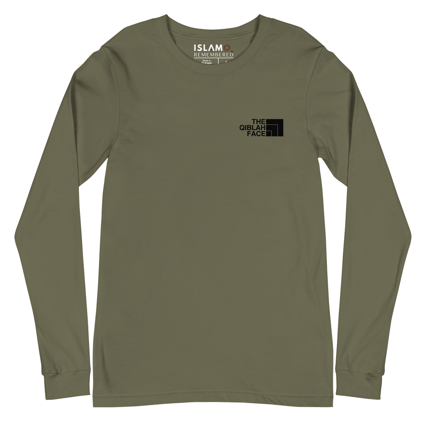 ADULT Long Sleeve Shirt - THE QIBLAH FACE (Small Logo Front/Back) - Black