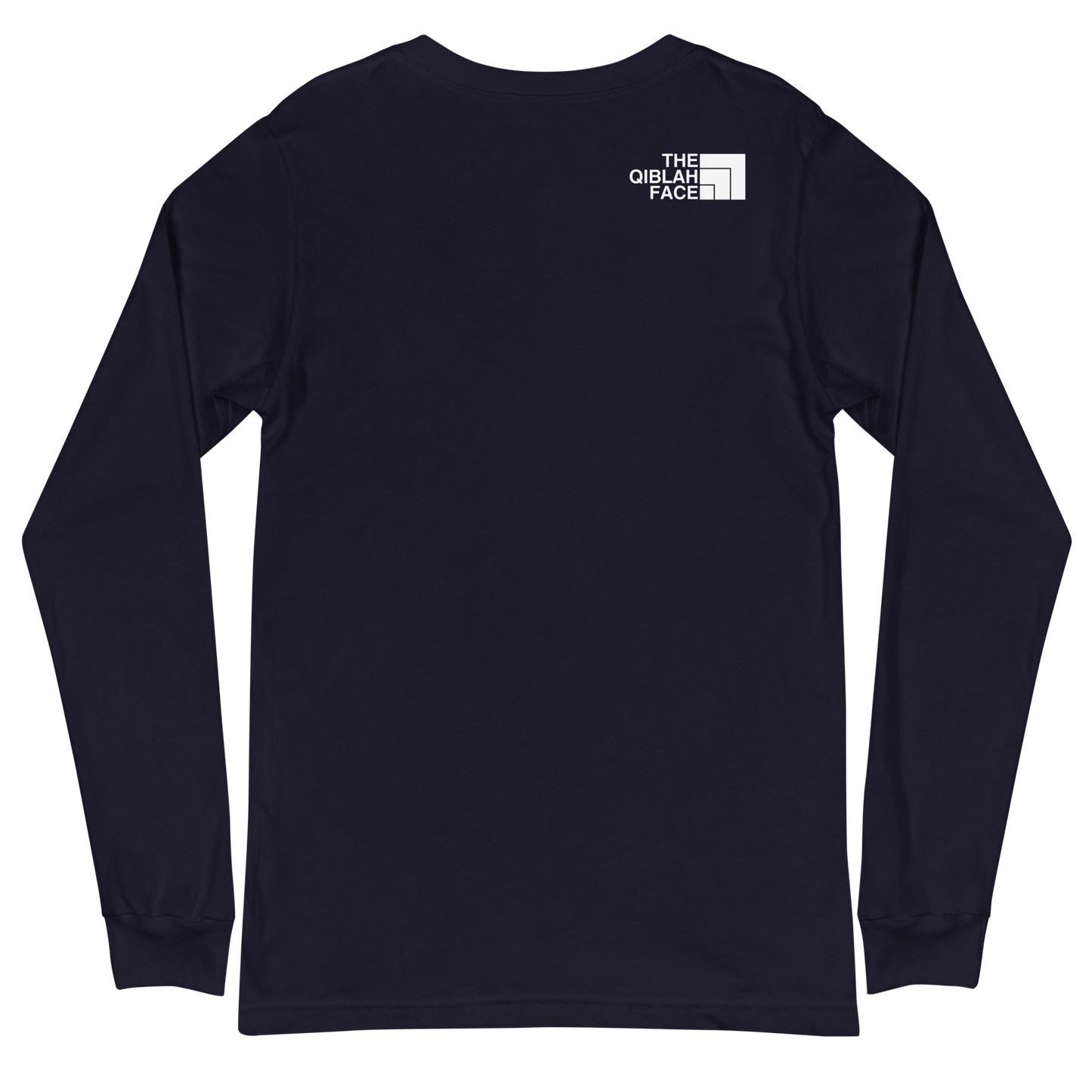 ADULT Long Sleeve Shirt - THE QIBLAH FACE (Small Logo Front/Back) - White