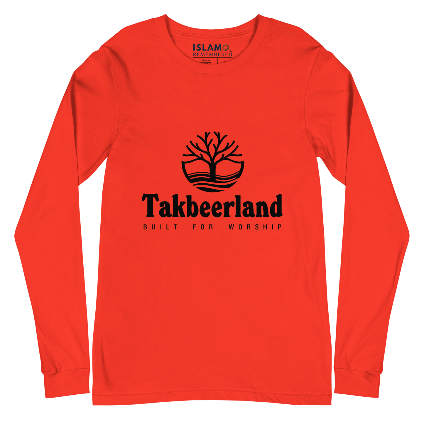 ADULT Long Sleeve Shirt - TAKBEERLAND FULL LOGO (Centered/Medium) - Black