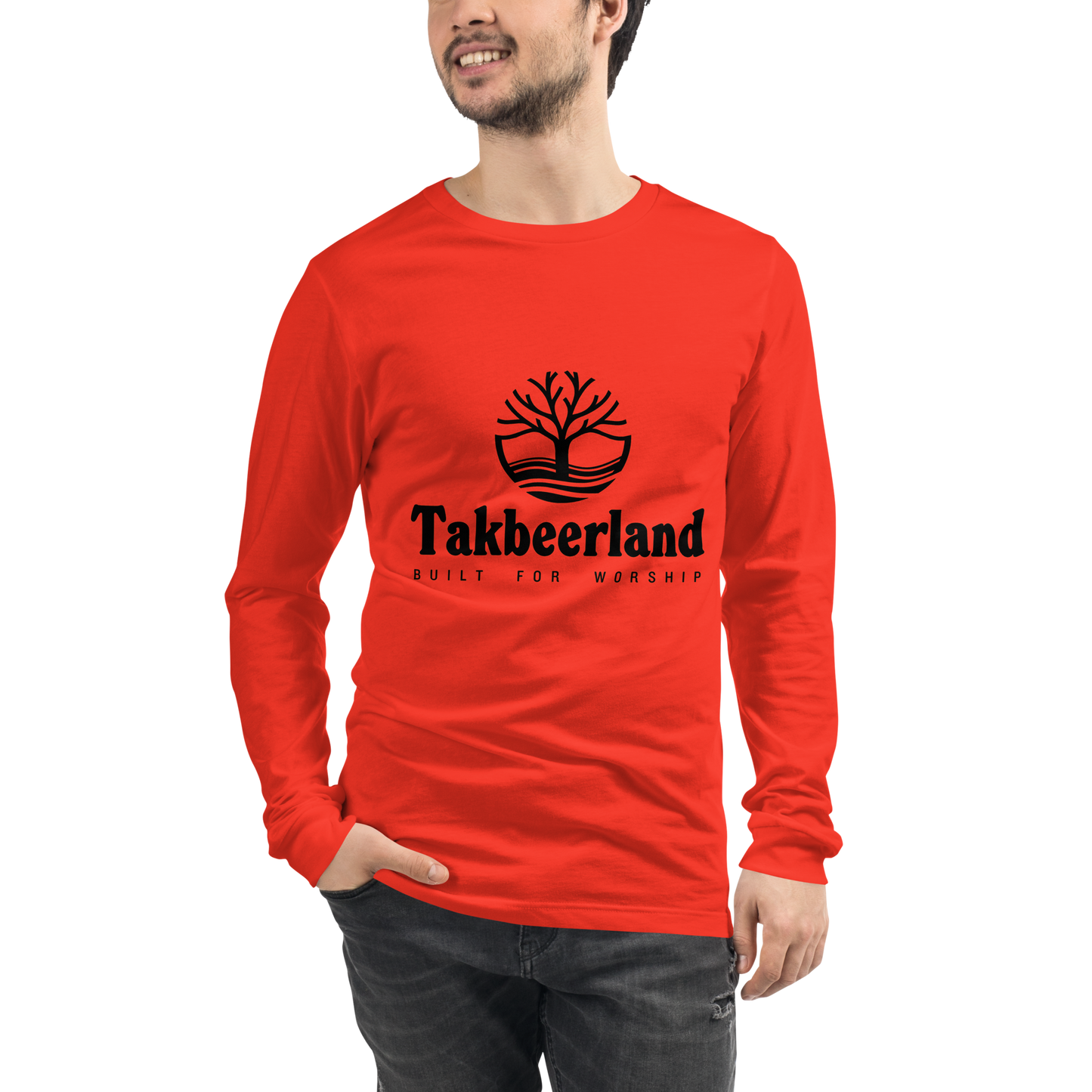 ADULT Long Sleeve Shirt - TAKBEERLAND FULL LOGO (Centered/Medium) - Black