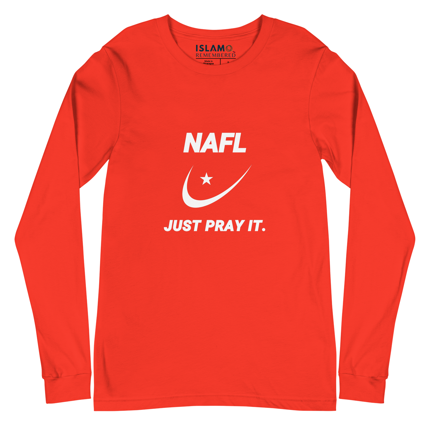 ADULT Long Sleeve Shirt - NAFL JUST PRAY IT w/ Logo - White