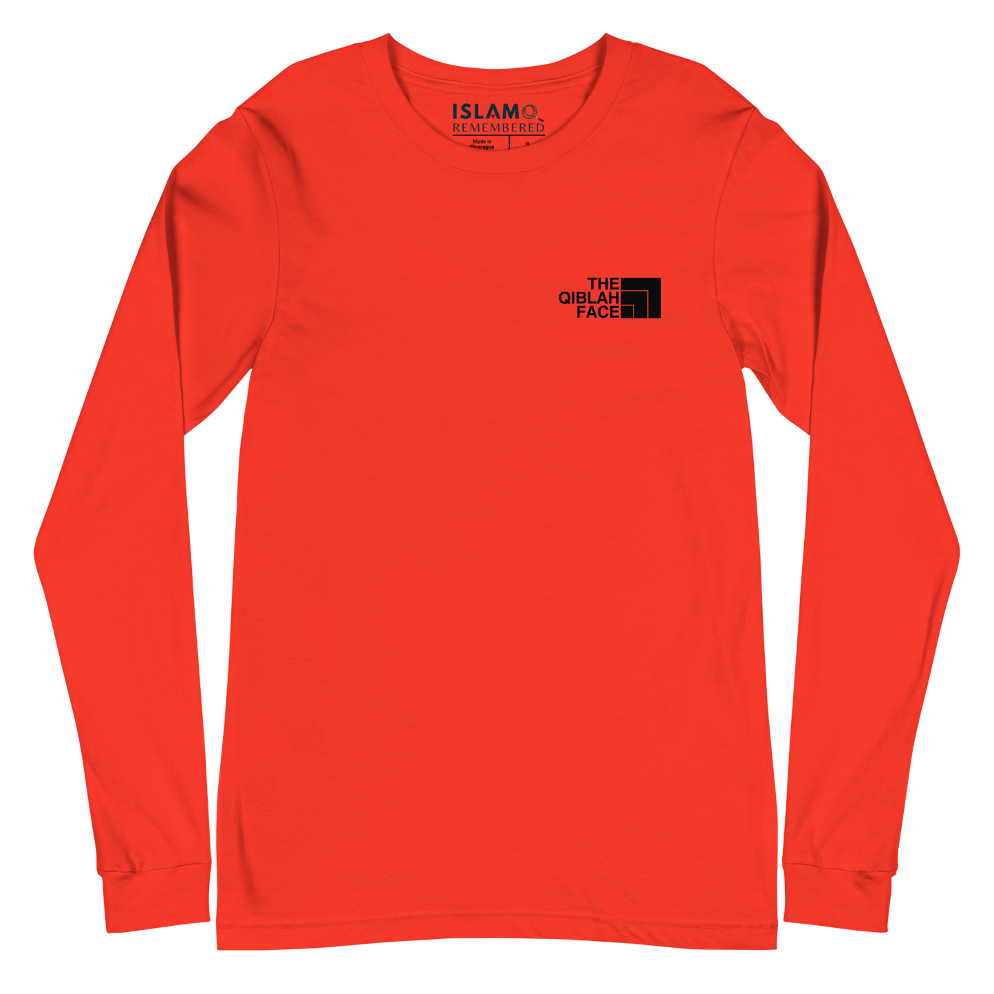 ADULT Long Sleeve Shirt - THE QIBLAH FACE (Small Logo Front/Back) - Black