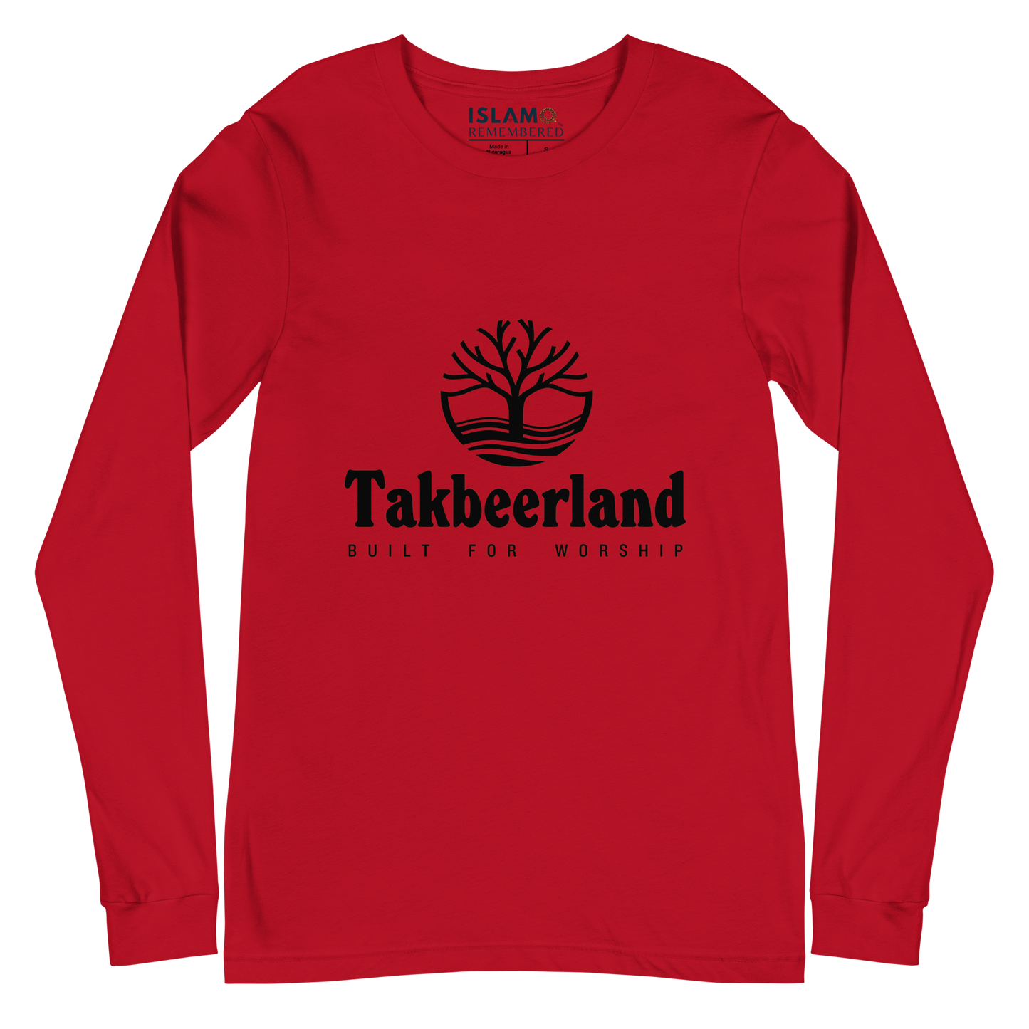 ADULT Long Sleeve Shirt - TAKBEERLAND FULL LOGO (Centered/Medium) - Black