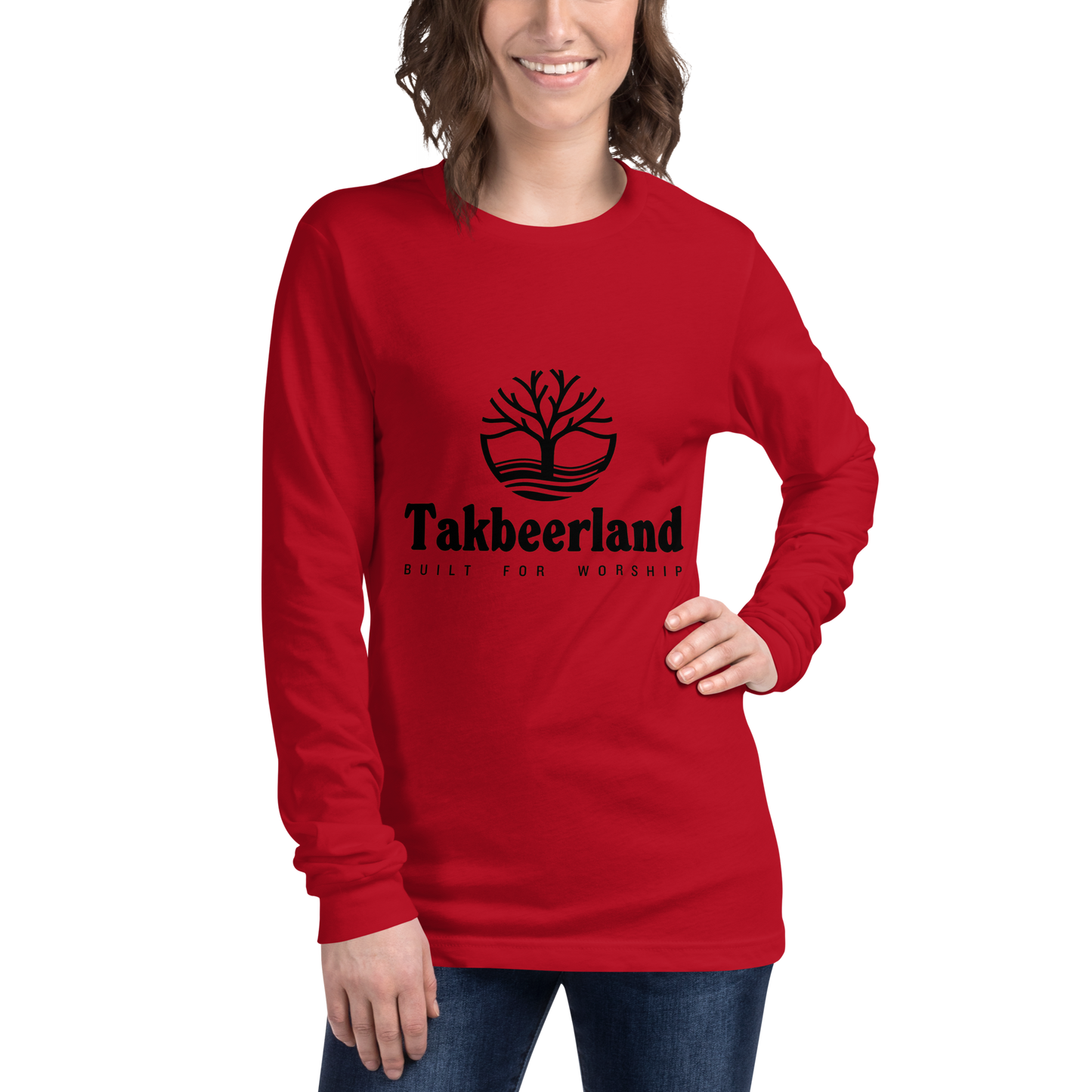ADULT Long Sleeve Shirt - TAKBEERLAND FULL LOGO (Centered/Medium) - Black