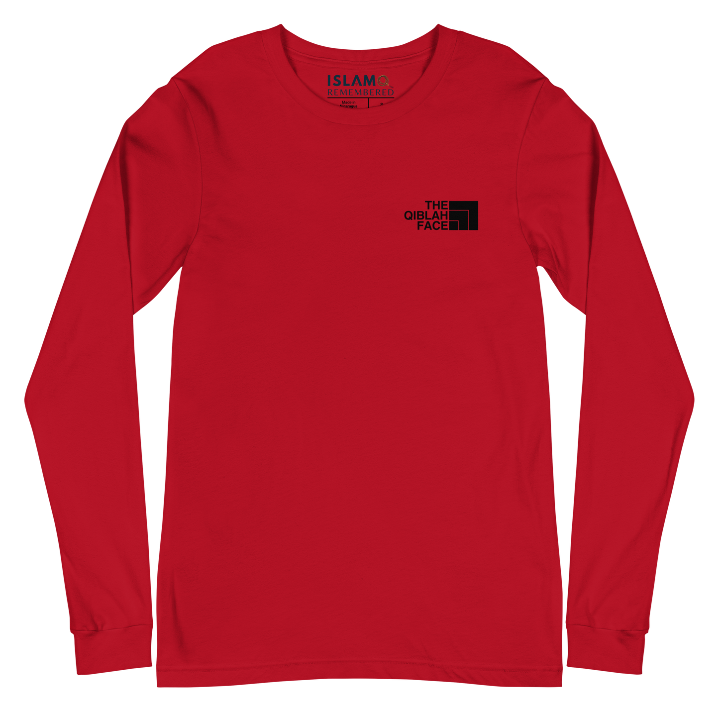 ADULT Long Sleeve Shirt - THE QIBLAH FACE (Small Logo Front/Back) - Black