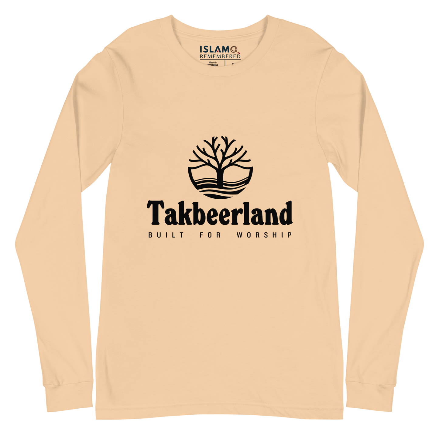 ADULT Long Sleeve Shirt - TAKBEERLAND FULL LOGO (Centered/Medium) - Black