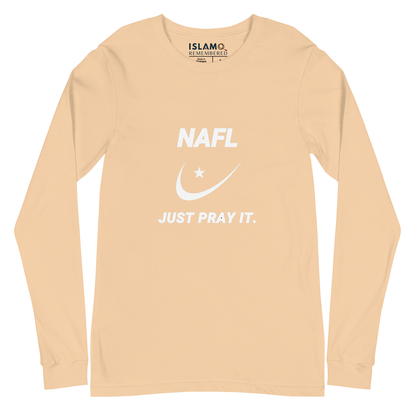 ADULT Long Sleeve Shirt - NAFL JUST PRAY IT w/ Logo - White