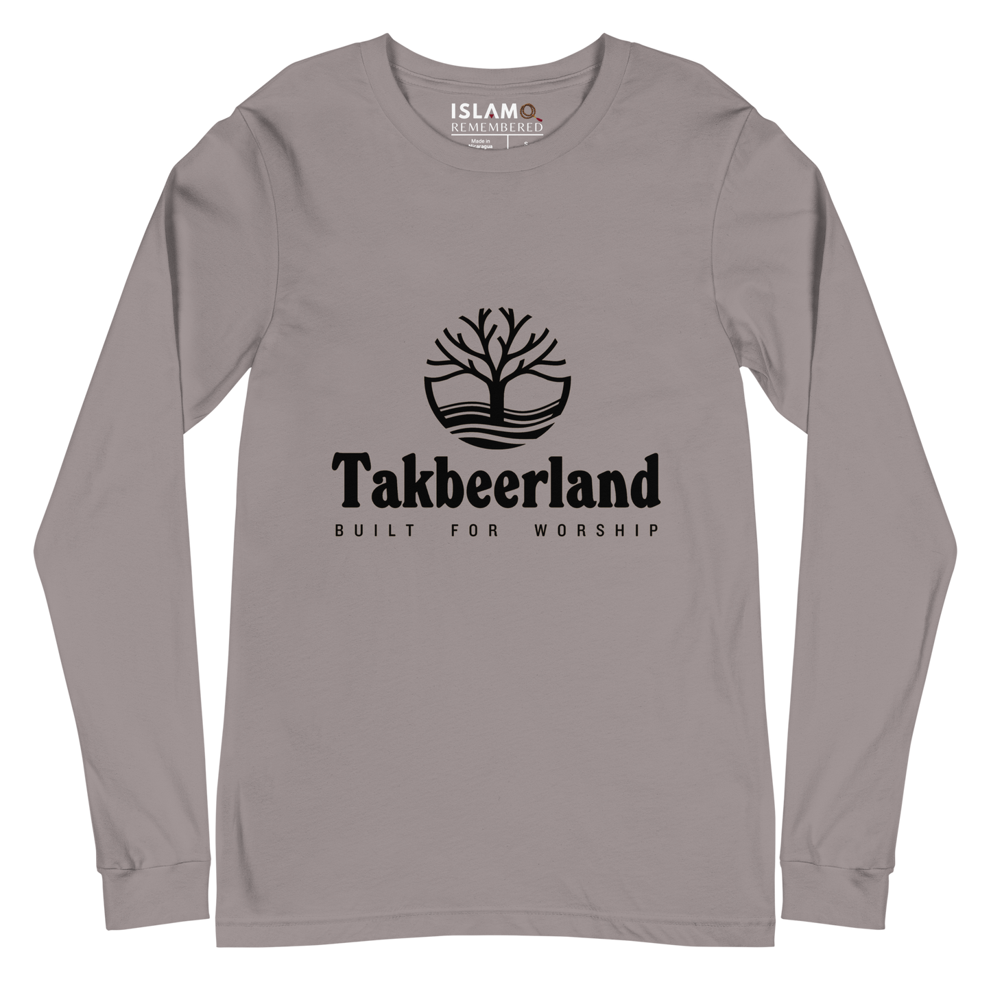 ADULT Long Sleeve Shirt - TAKBEERLAND FULL LOGO (Centered/Medium) - Black