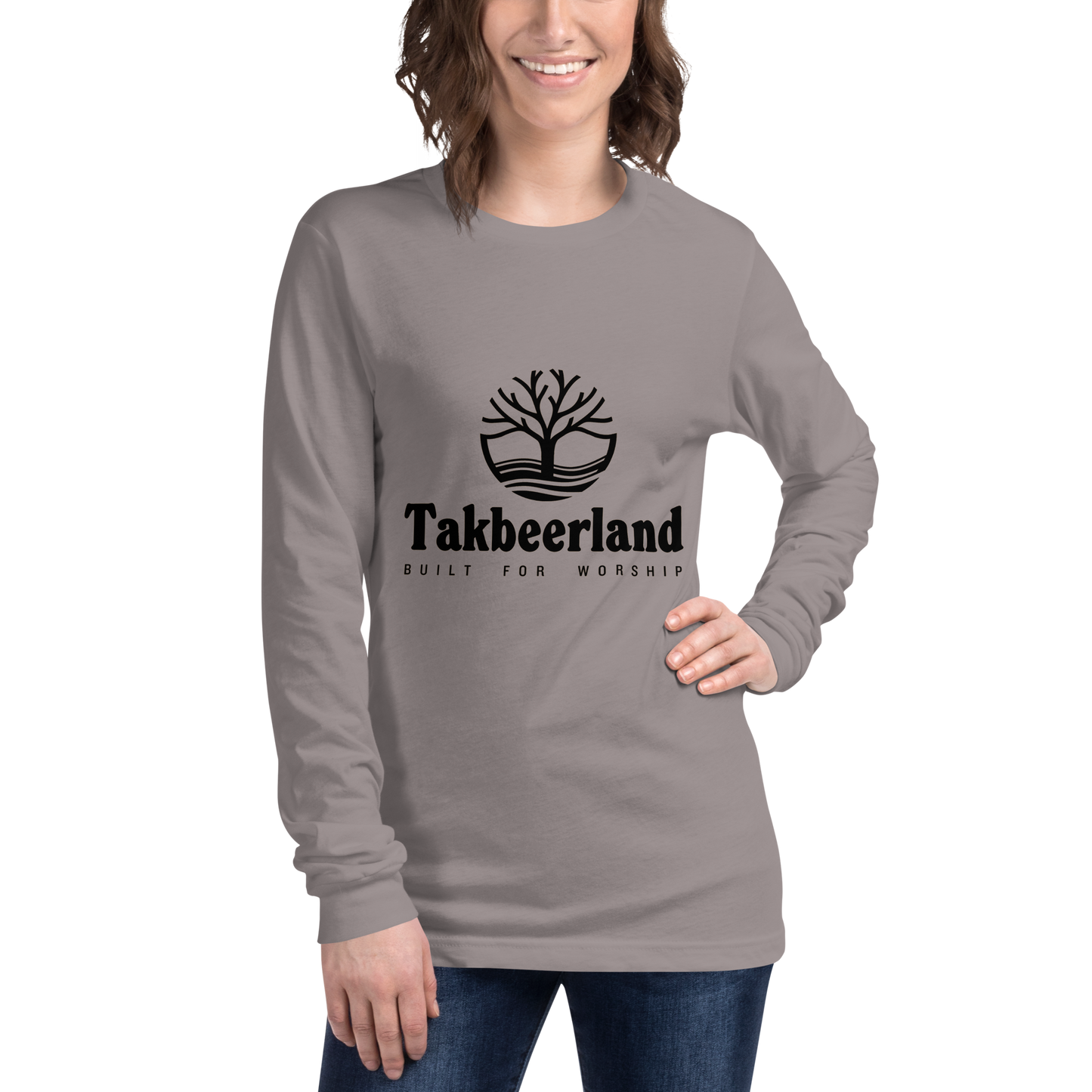 ADULT Long Sleeve Shirt - TAKBEERLAND FULL LOGO (Centered/Medium) - Black