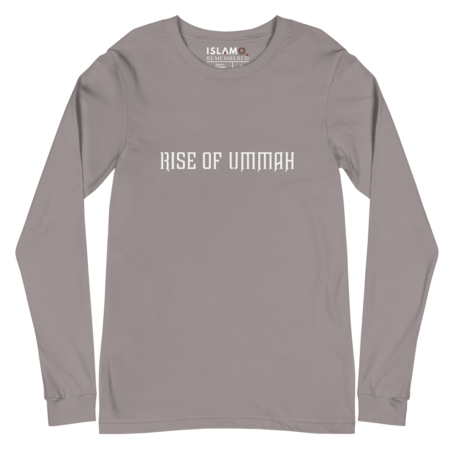 ADULT Long Sleeve Shirt - RISE OF UMMAH (Large Back Wings) - Silver/White
