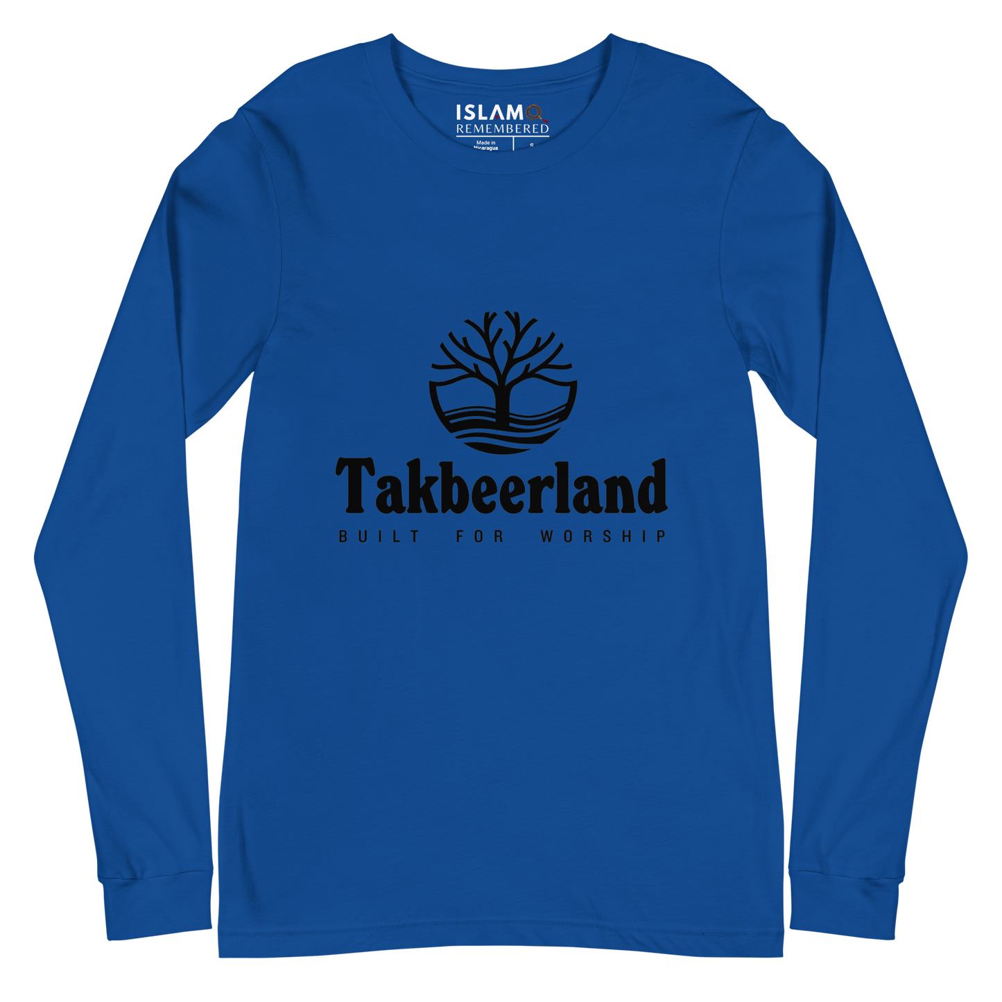 ADULT Long Sleeve Shirt - TAKBEERLAND FULL LOGO (Centered/Medium) - Black