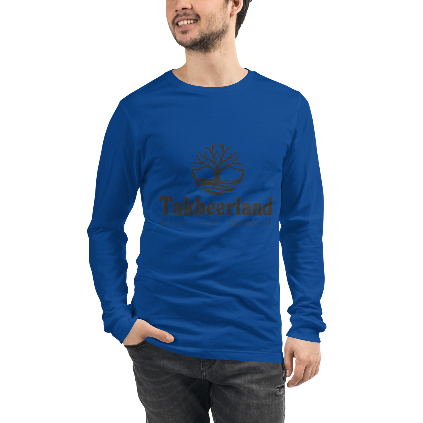 ADULT Long Sleeve Shirt - TAKBEERLAND FULL LOGO (Centered/Medium) - Black
