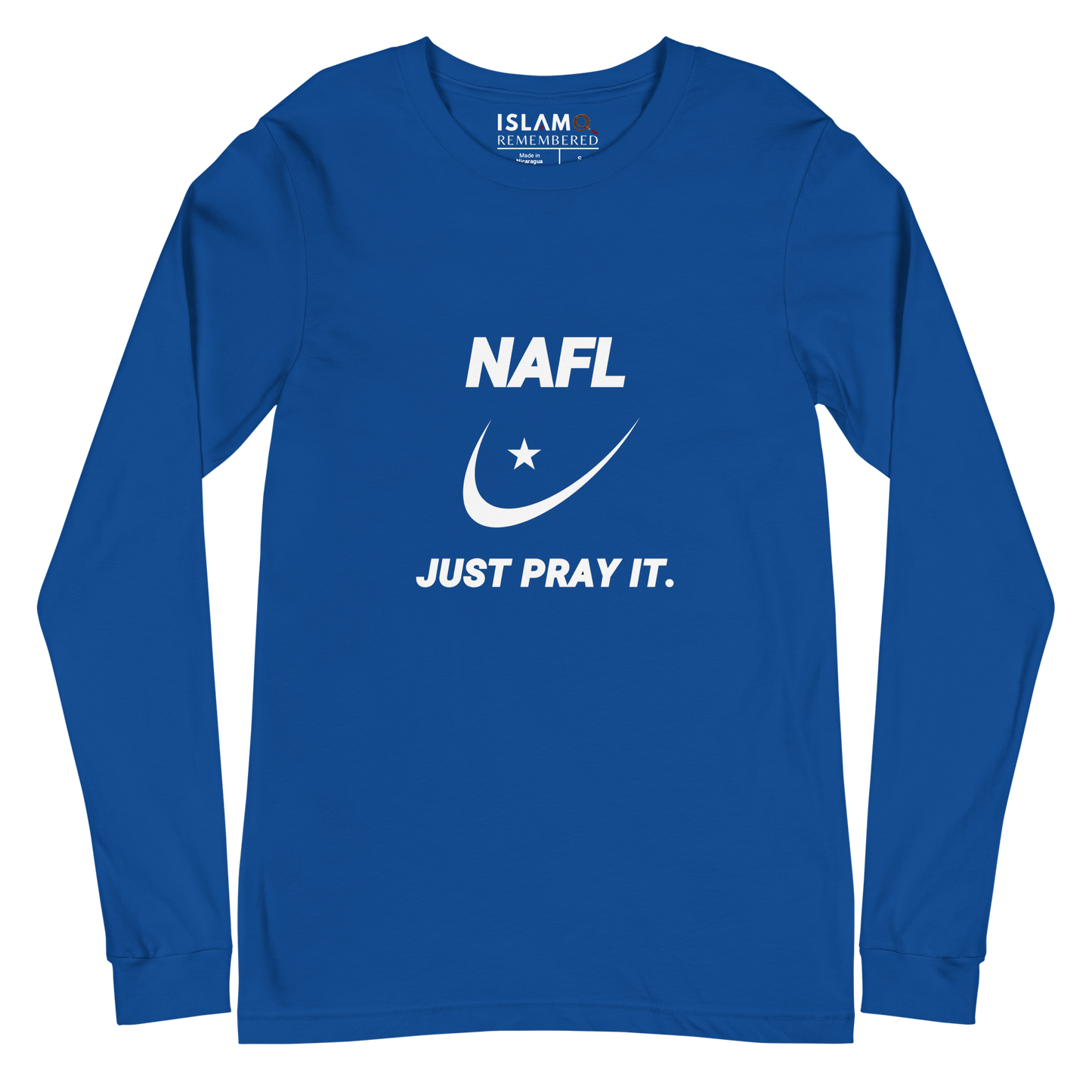 ADULT Long Sleeve Shirt - NAFL JUST PRAY IT w/ Logo - White