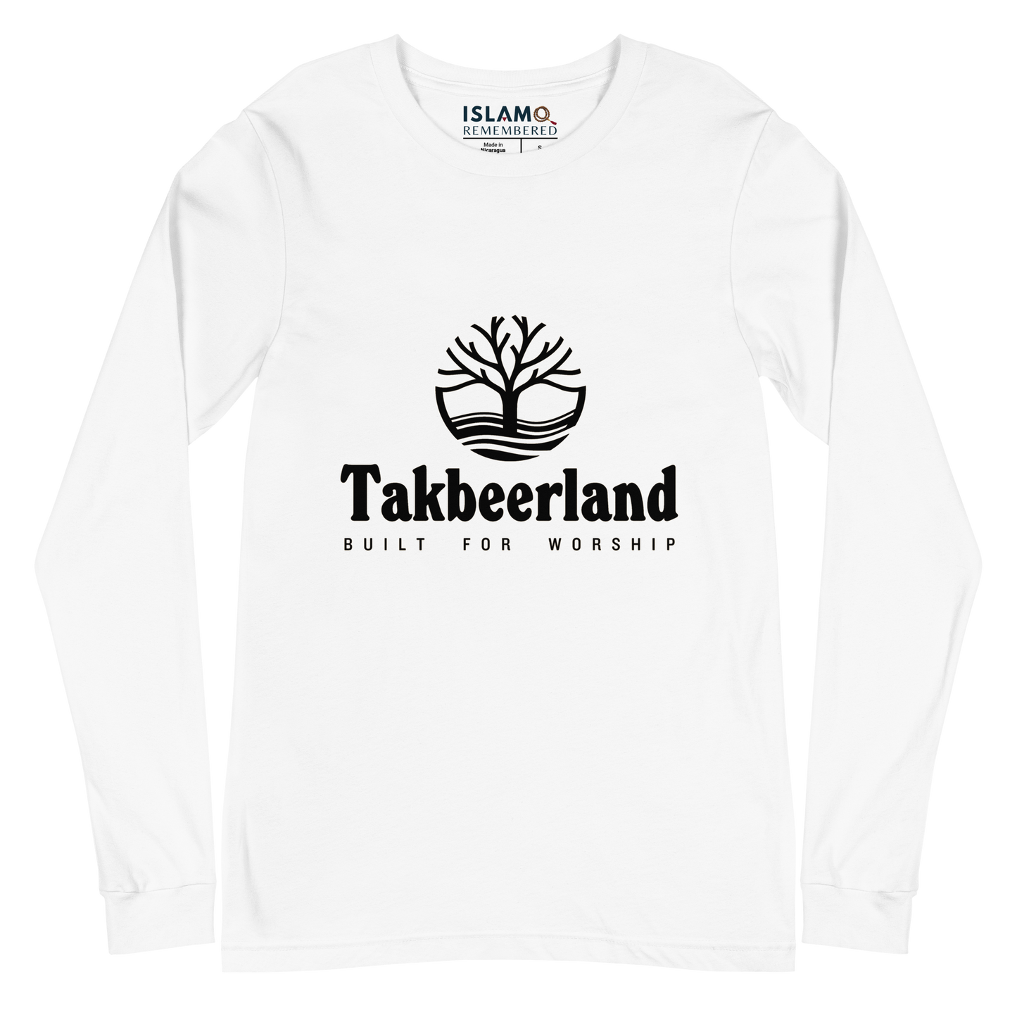 ADULT Long Sleeve Shirt - TAKBEERLAND FULL LOGO (Centered/Medium) - Black