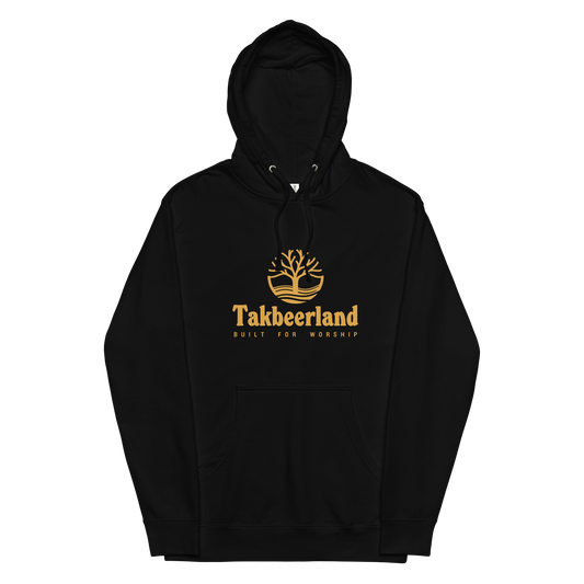 HOODIE Midweight (Adult) - TAKBEERLAND FULL LOGO (Centered/Medium) - Gold