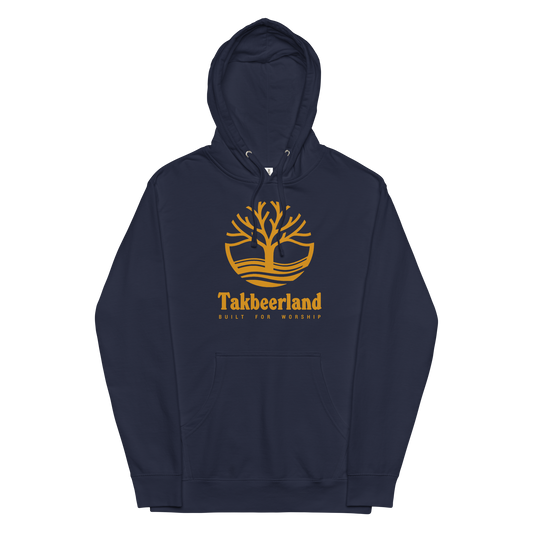HOODIE Midweight (Adult) - TAKBEERLAND FULL LOGO (Centered/Large) - Gold