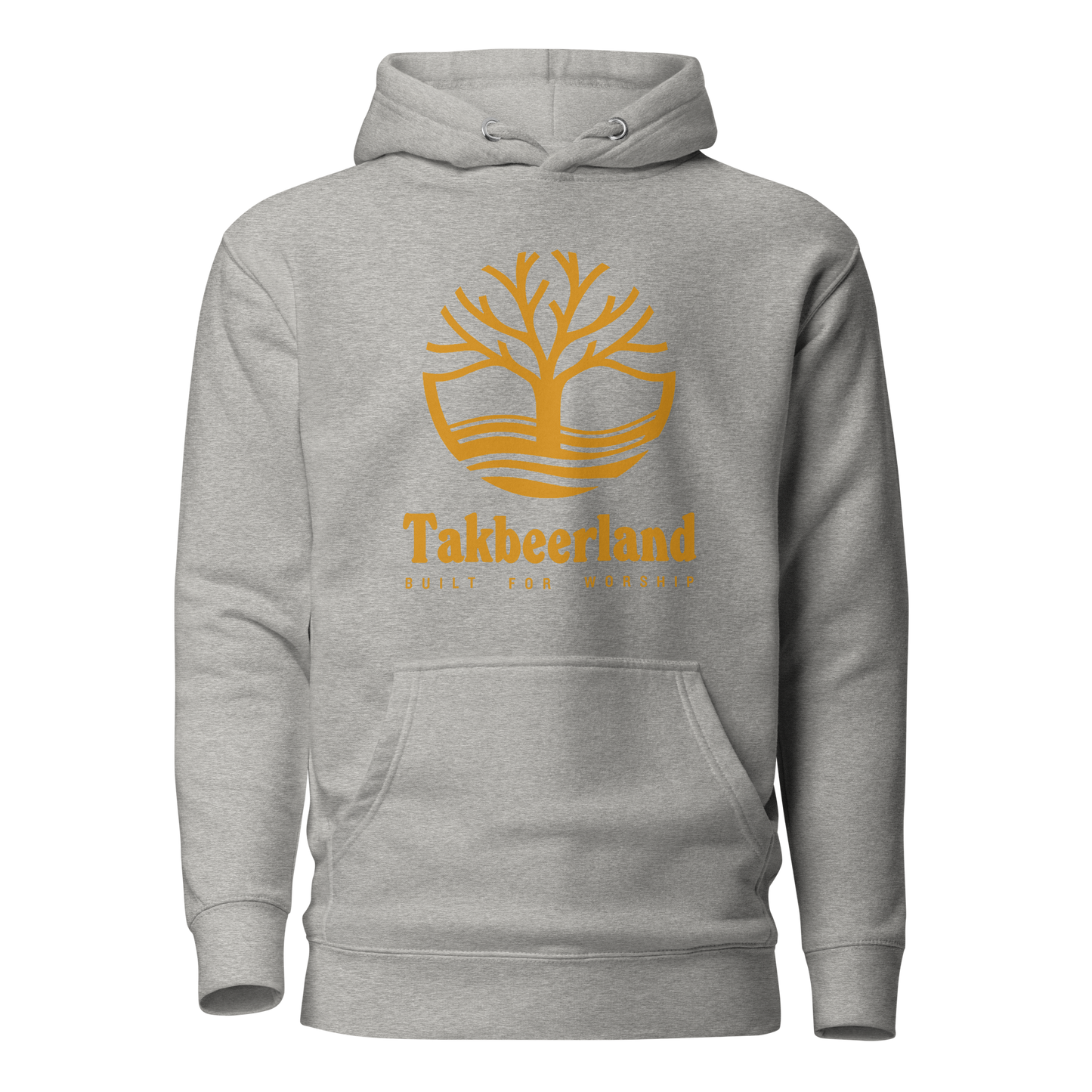 HOODIE Premium (Adult) - TAKBEERLAND FULL LOGO (Centered/Large) - Gold