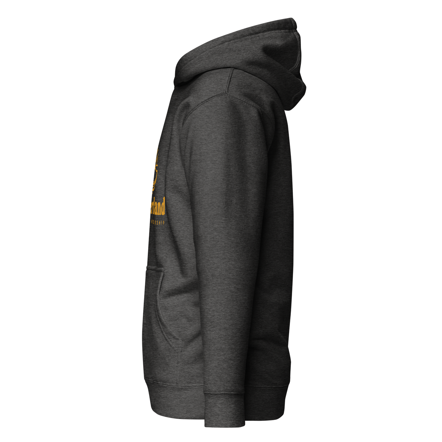HOODIE Premium (Adult) - TAKBEERLAND FULL LOGO (Centered/Medium) - Gold