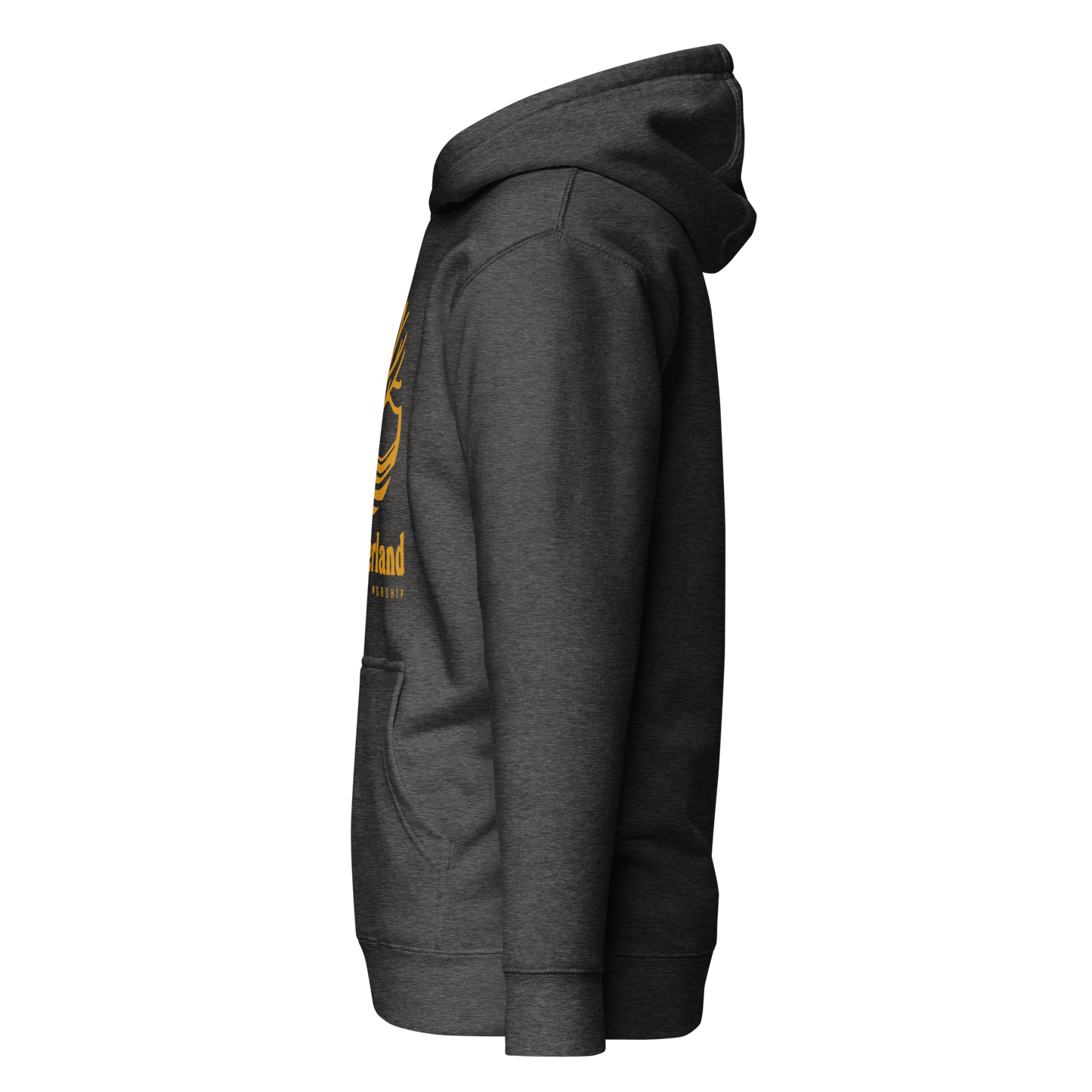 HOODIE Premium (Adult) - TAKBEERLAND FULL LOGO (Centered/Large) - Gold