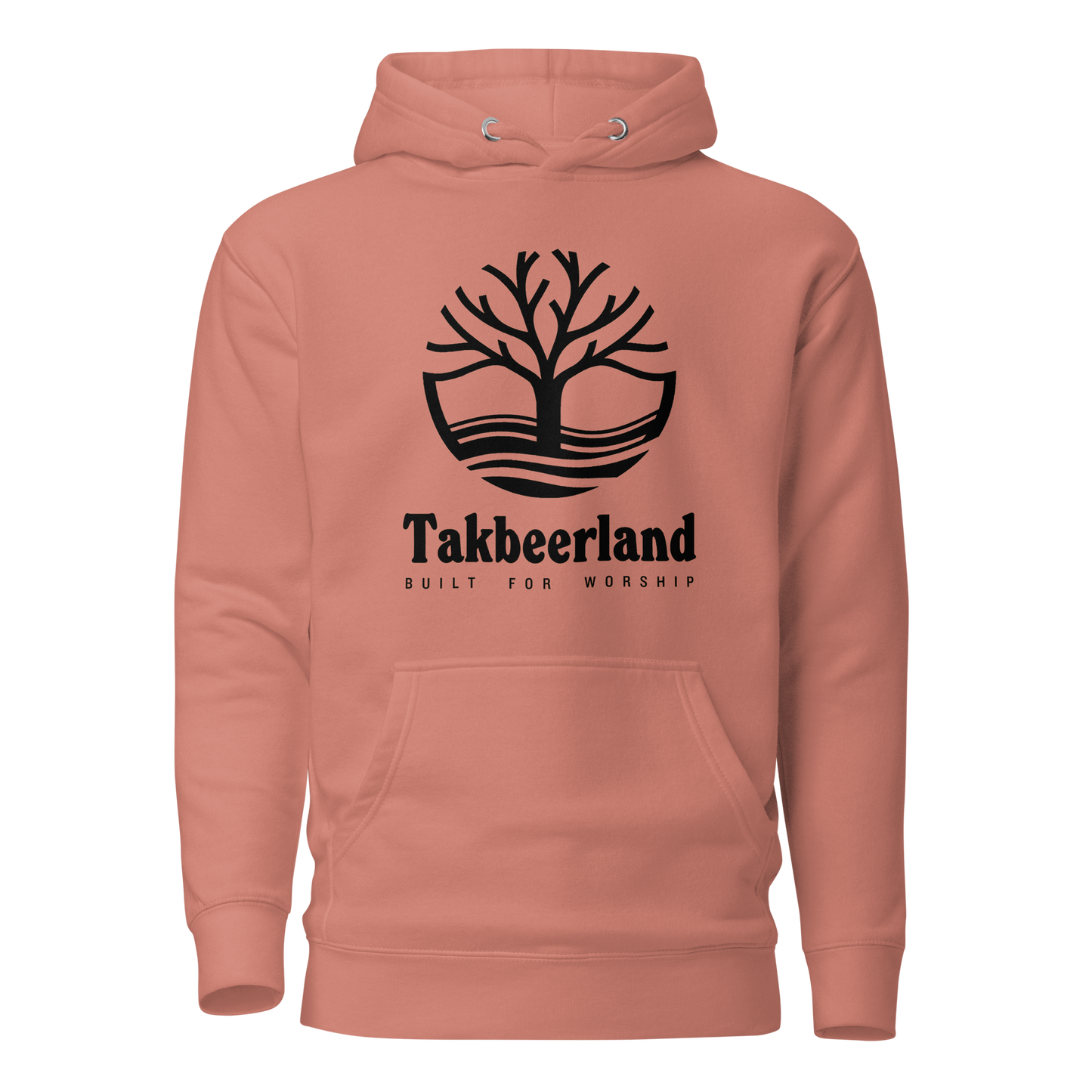 HOODIE Premium (Adult) - TAKBEERLAND FULL LOGO (Centered/Large) - Black