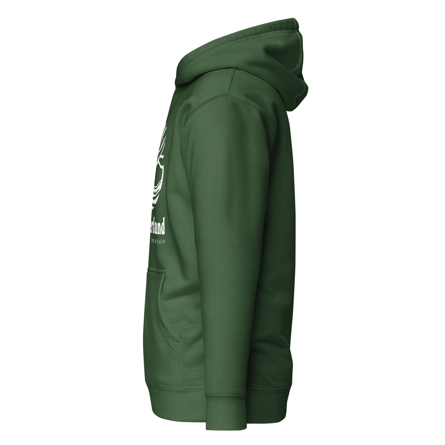 HOODIE Premium (Adult) - TAKBEERLAND FULL LOGO (Centered/Large) - White