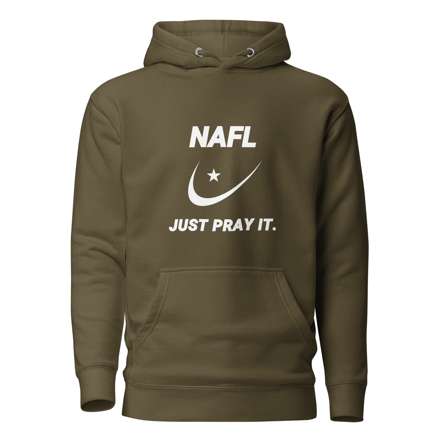 HOODIE Premium (Adult) - NAFL JUST PRAY IT w/ Logo - White
