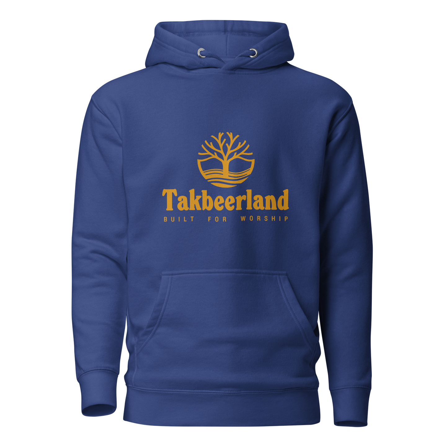 HOODIE Premium (Adult) - TAKBEERLAND FULL LOGO (Centered/Medium) - Gold
