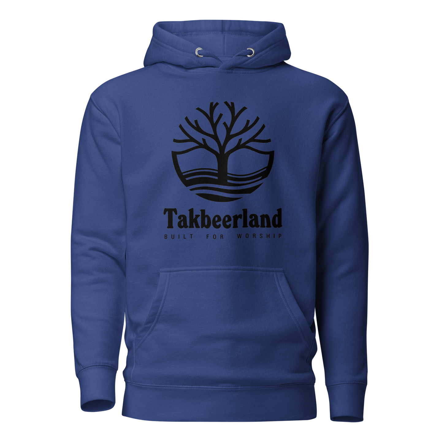 HOODIE Premium (Adult) - TAKBEERLAND FULL LOGO (Centered/Large) - Black