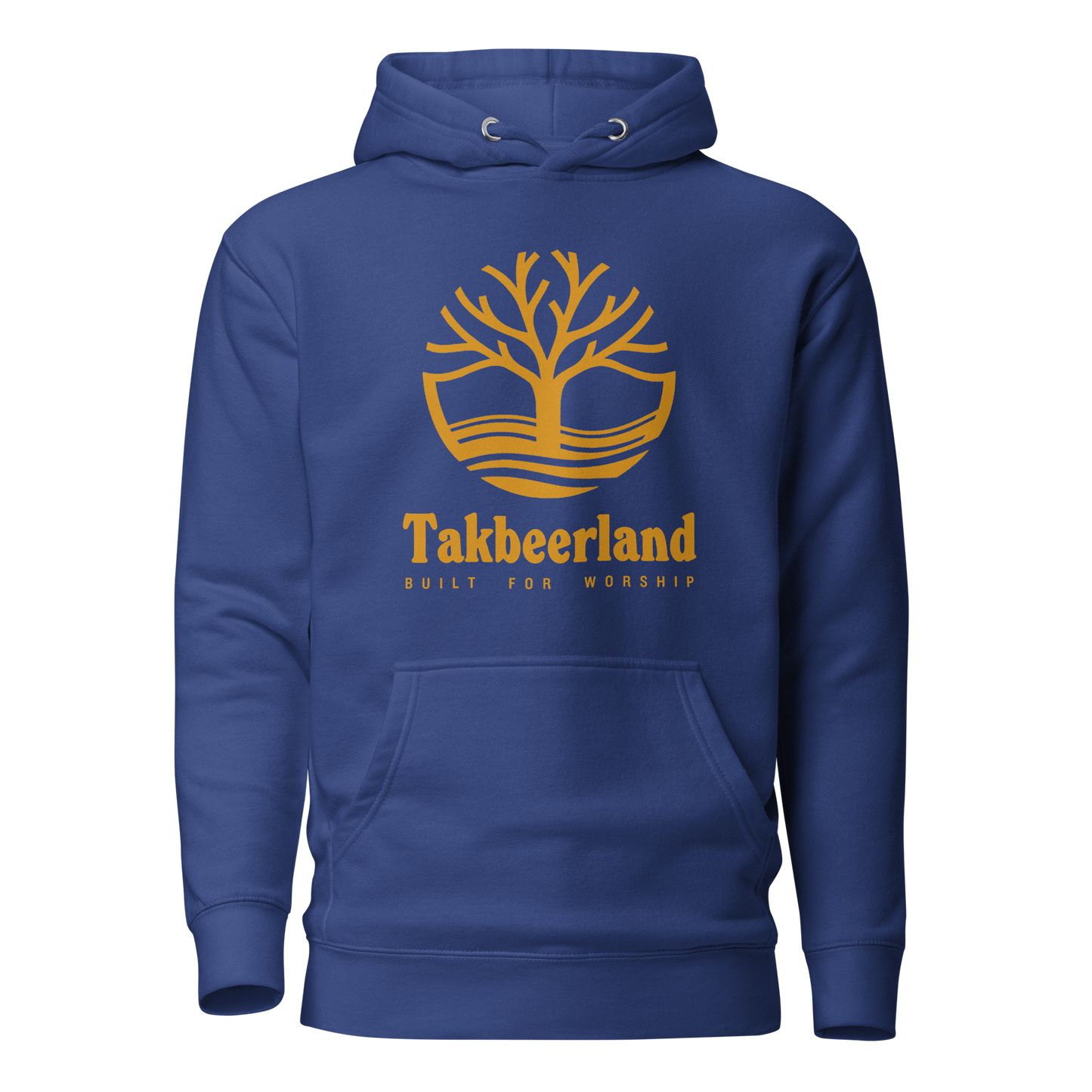 HOODIE Premium (Adult) - TAKBEERLAND FULL LOGO (Centered/Large) - Gold