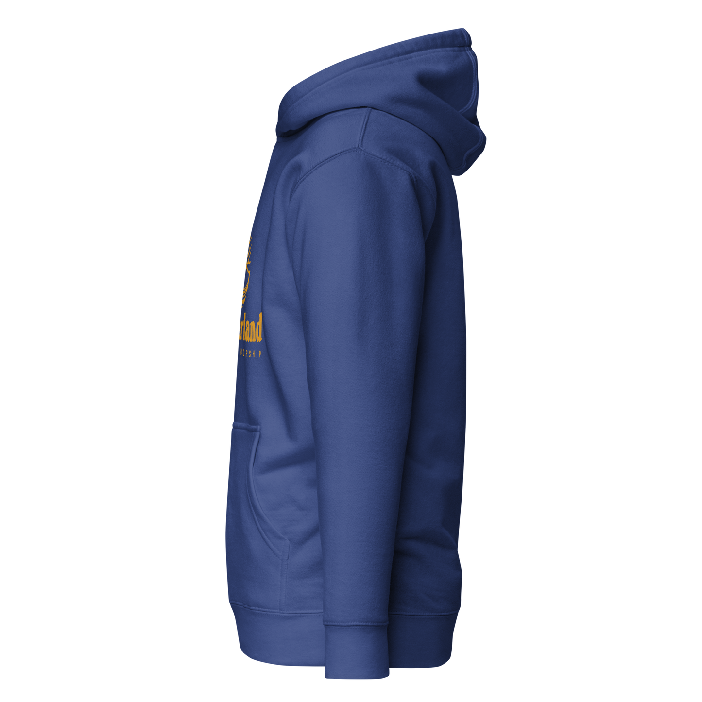 HOODIE Premium (Adult) - TAKBEERLAND FULL LOGO (Centered/Medium) - Gold