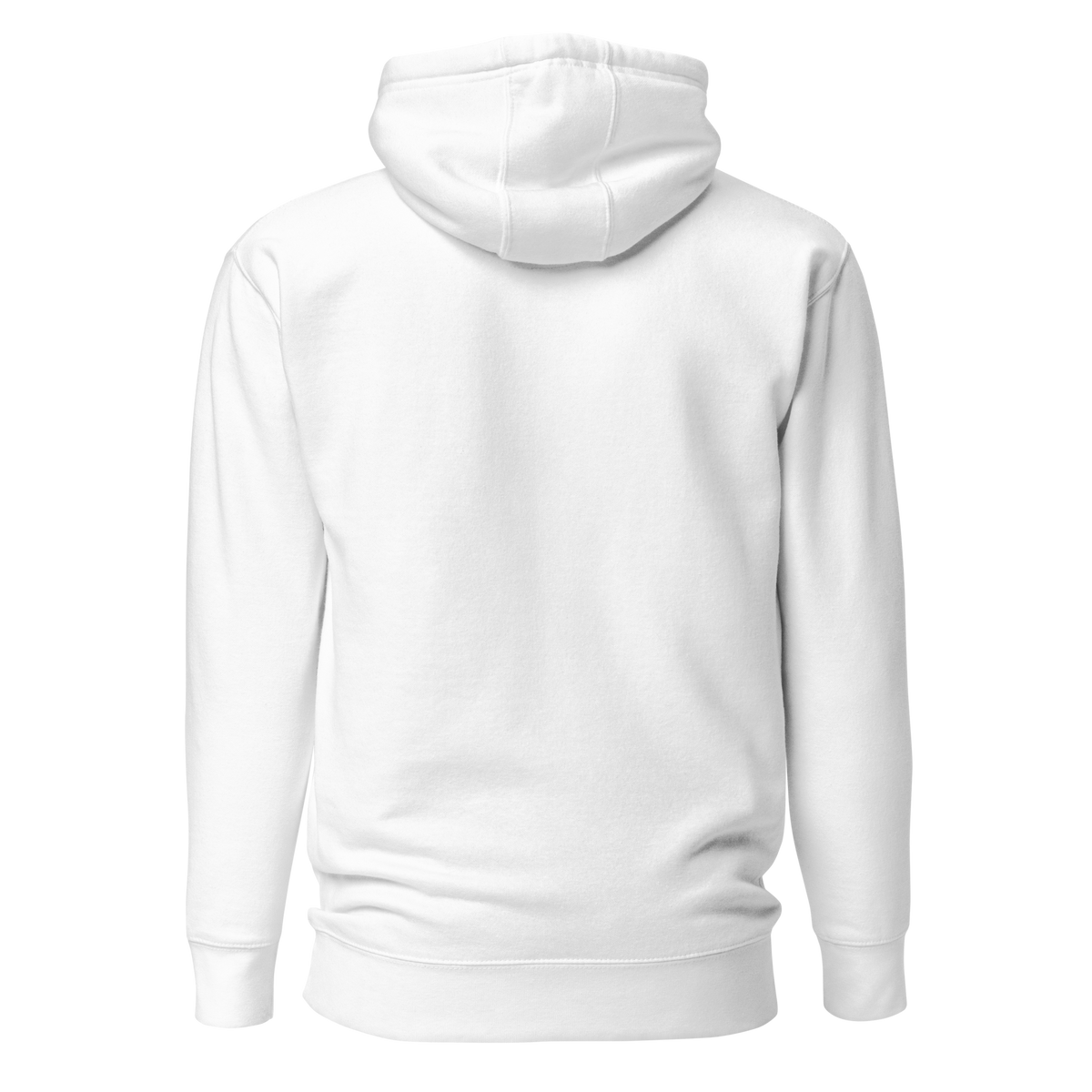 HOODIE Premium (Adult) - THE QIBLAH FACE (Never Stop Praying - Back Logo) - White