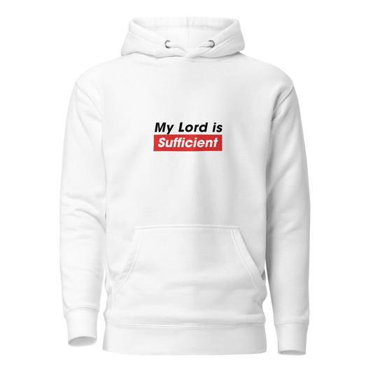 HOODIE Premium (Adult) - MY LORD IS SUFFICIENT (Centered/Medium) - Black