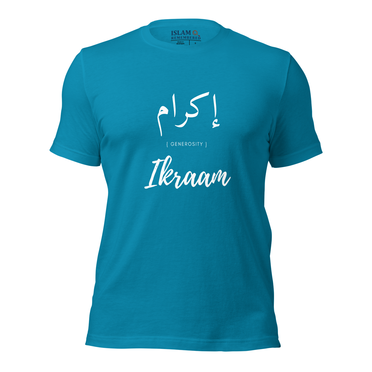 ADULT T-Shirt - IKRAAM (GENEROSITY) Arabic/English - White