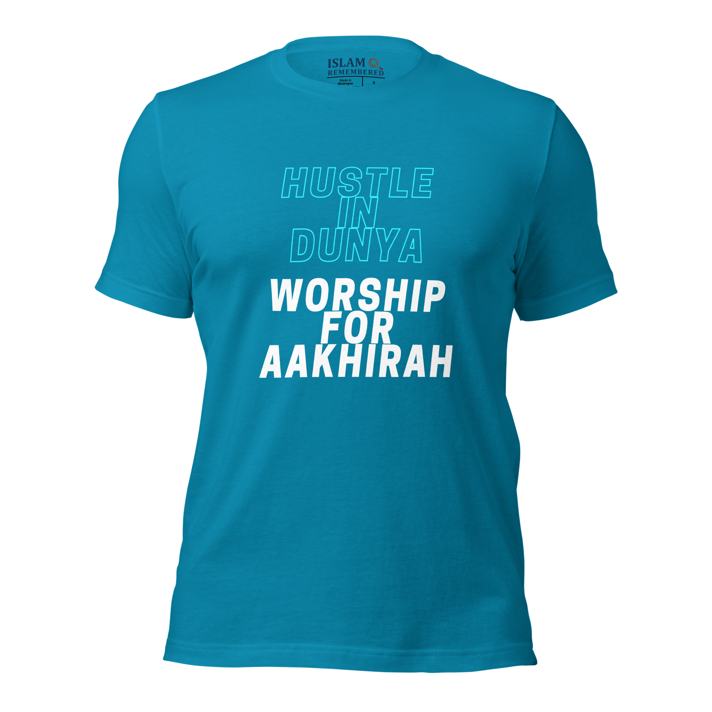 ADULT T-Shirt - HUSTLE & WORSHIP - Blue/White
