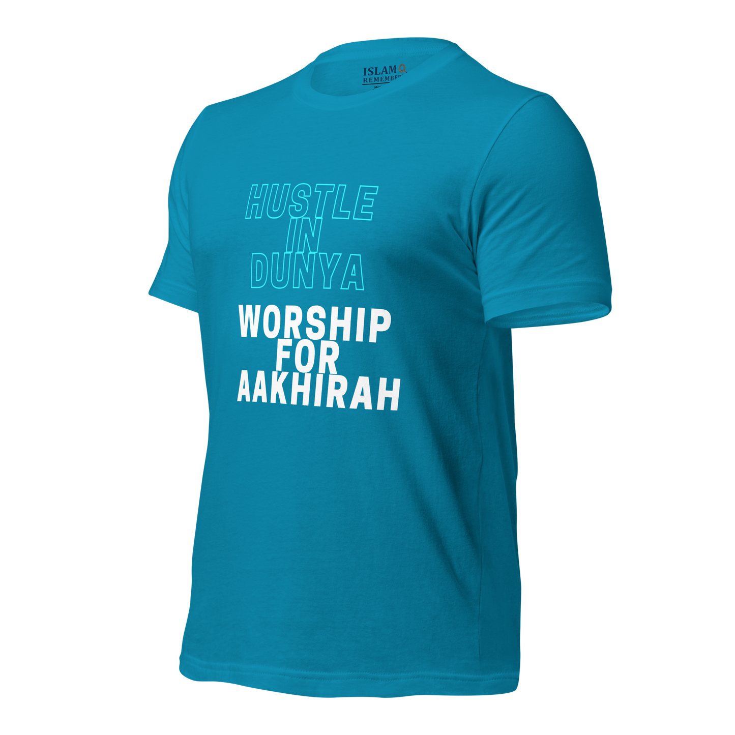 ADULT T-Shirt - HUSTLE & WORSHIP - Blue/White