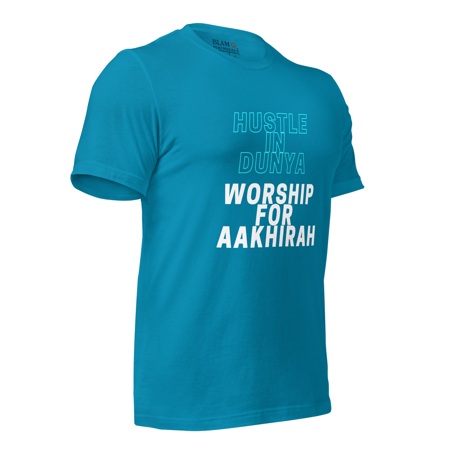 ADULT T-Shirt - HUSTLE & WORSHIP - Blue/White