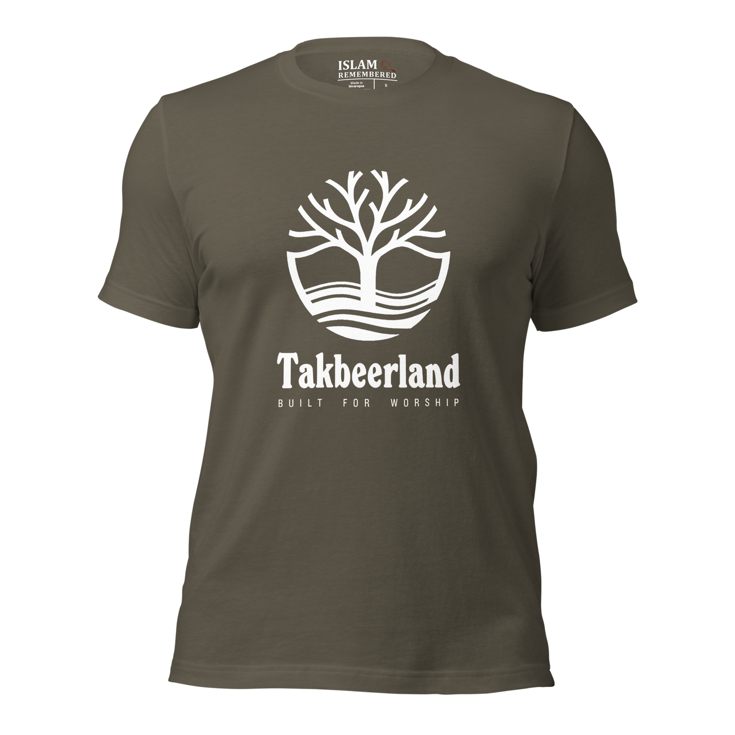 ADULT T-Shirt - TAKBEERLAND FULL LOGO (Centered/Large) - White